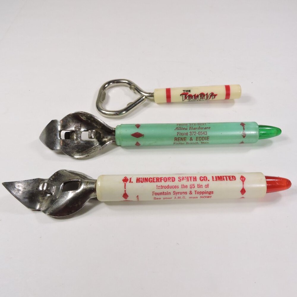 Set of 3 Vintage Bottle & Can Openers - Canadian Advertising